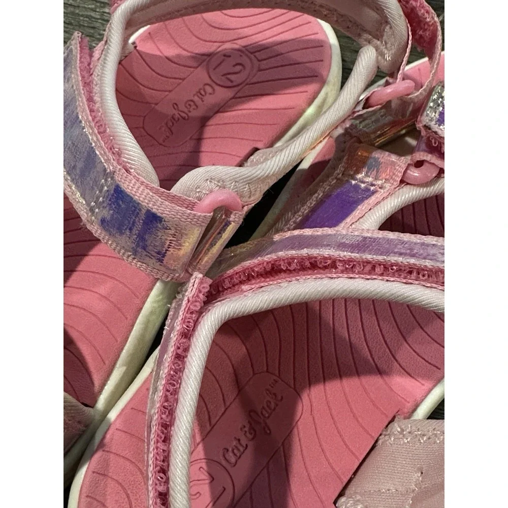 Cat And Jack girls pink sporty strappy sandals sz 12 outdoor summer play outdoor